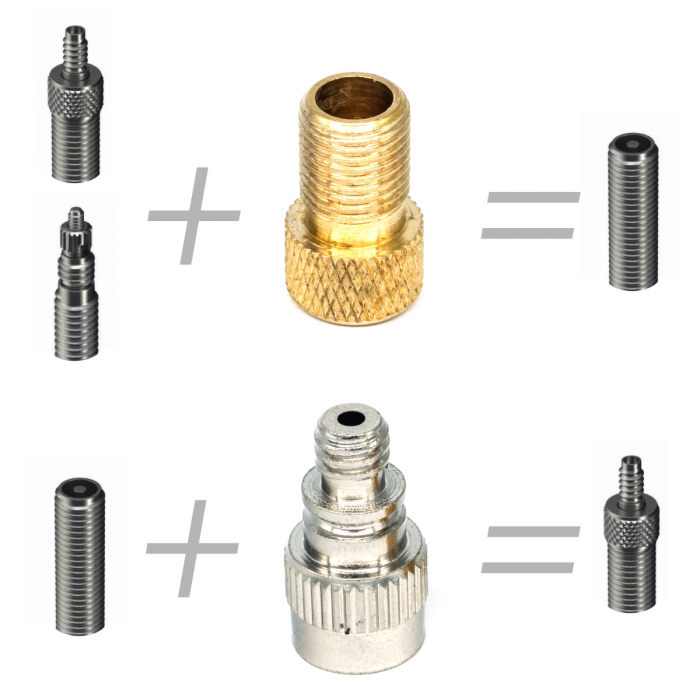 Ventiladapter Universalset Autoventil (AV) Fahrradventil (SV/DV)